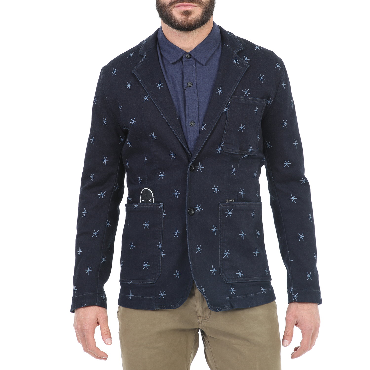 Ανδρικά/Ρούχα/Πανωφόρια/Σακάκια G-STAR RAW - Ανδρικό σακάκι blazer G-STAR RAW OCCATIS μπλε
