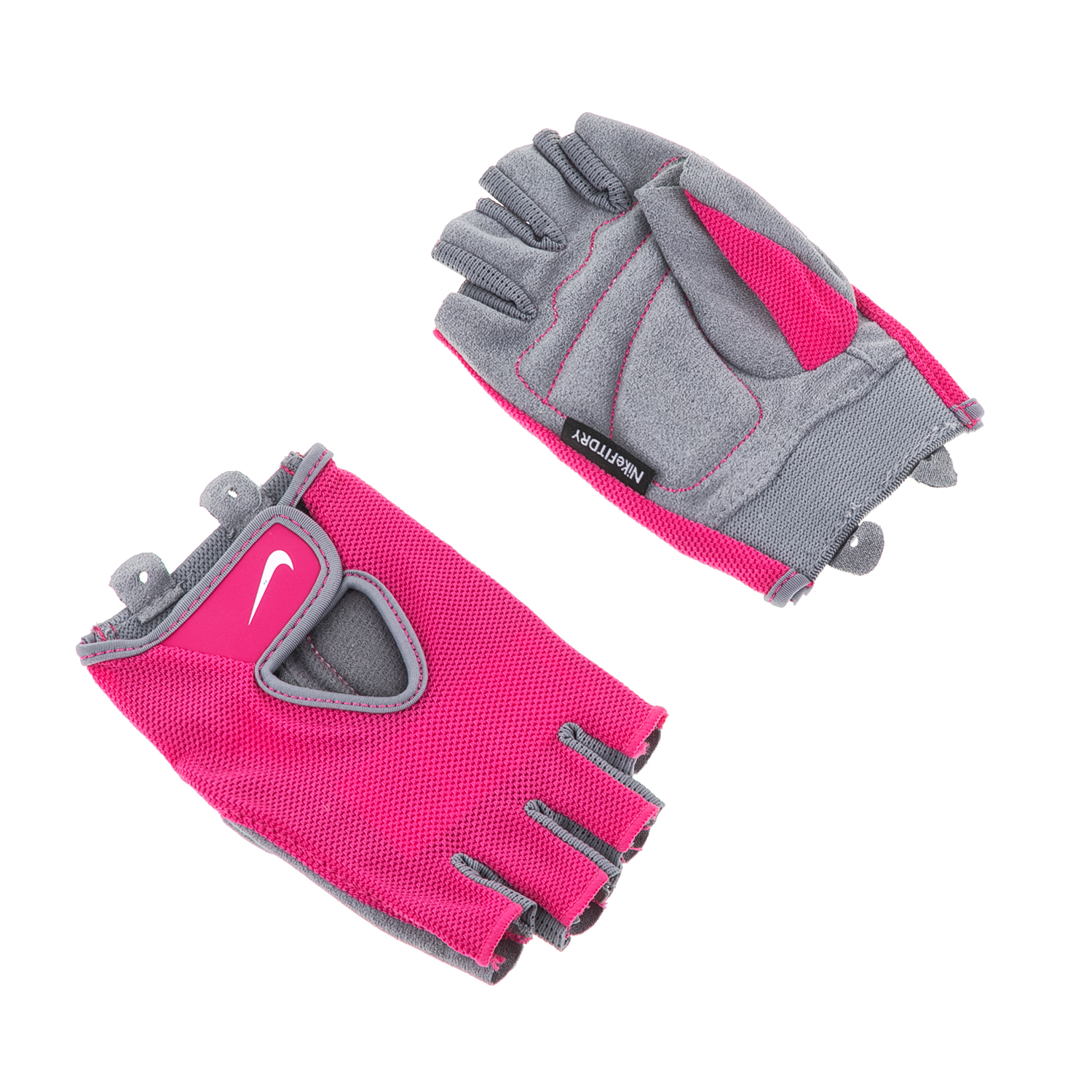 NIKE ACCESSORIES NIKE - Γυναικεία γάντια προπόνησης N.LG.90.XS WOMENS FUNDAMENTAL FITNESS GLO γκρι-ροζ