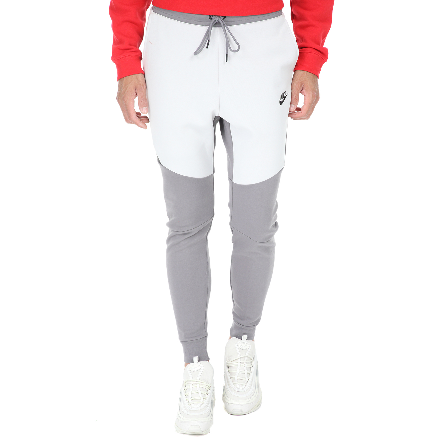 Ανδρικά/Ρούχα/Αθλητικά/Φόρμες NIKE - Ανδρικό παντελόνι φόρμας Nike NSW TCH FLC JGGR γκρί-άσπρο