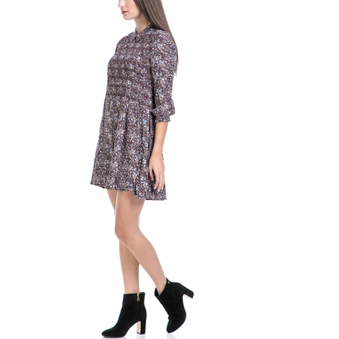 JUICY COUTURE-Γυναικείο mini φόρεμα JUICY COUTURE TIVIOLI FLORAL SMOCKED μπεζ