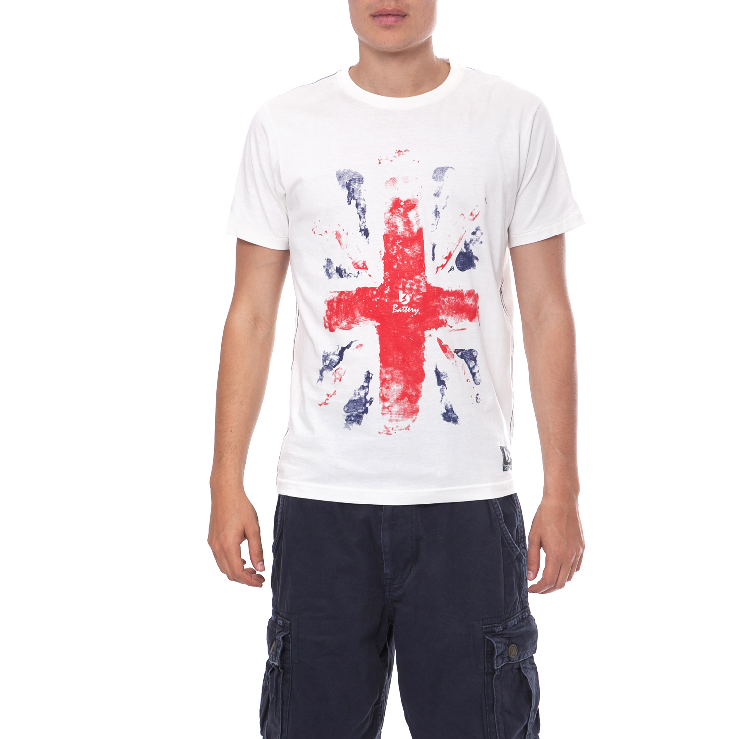 Ανδρικά/Ρούχα/Μπλούζες/Κοντομάνικες BATTERY - Ανδρική μπλούζα Battery λευκή