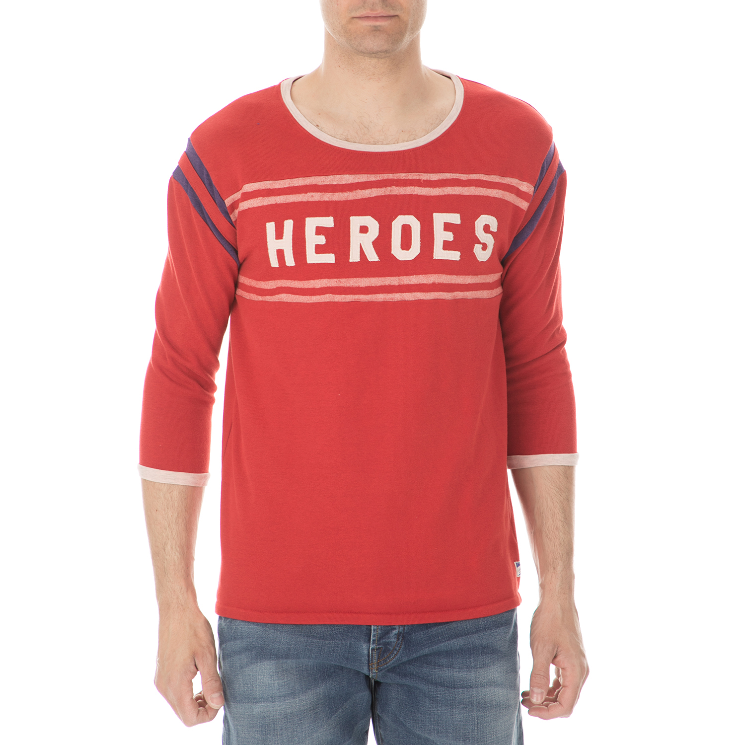 SCOTCH & SODA - Ανδρική μπλούζα με τρουακαρ μανίκι SCOTCH & SODA κόκκινη Ανδρικά/Ρούχα/Μπλούζες/Μακρυμάνικες