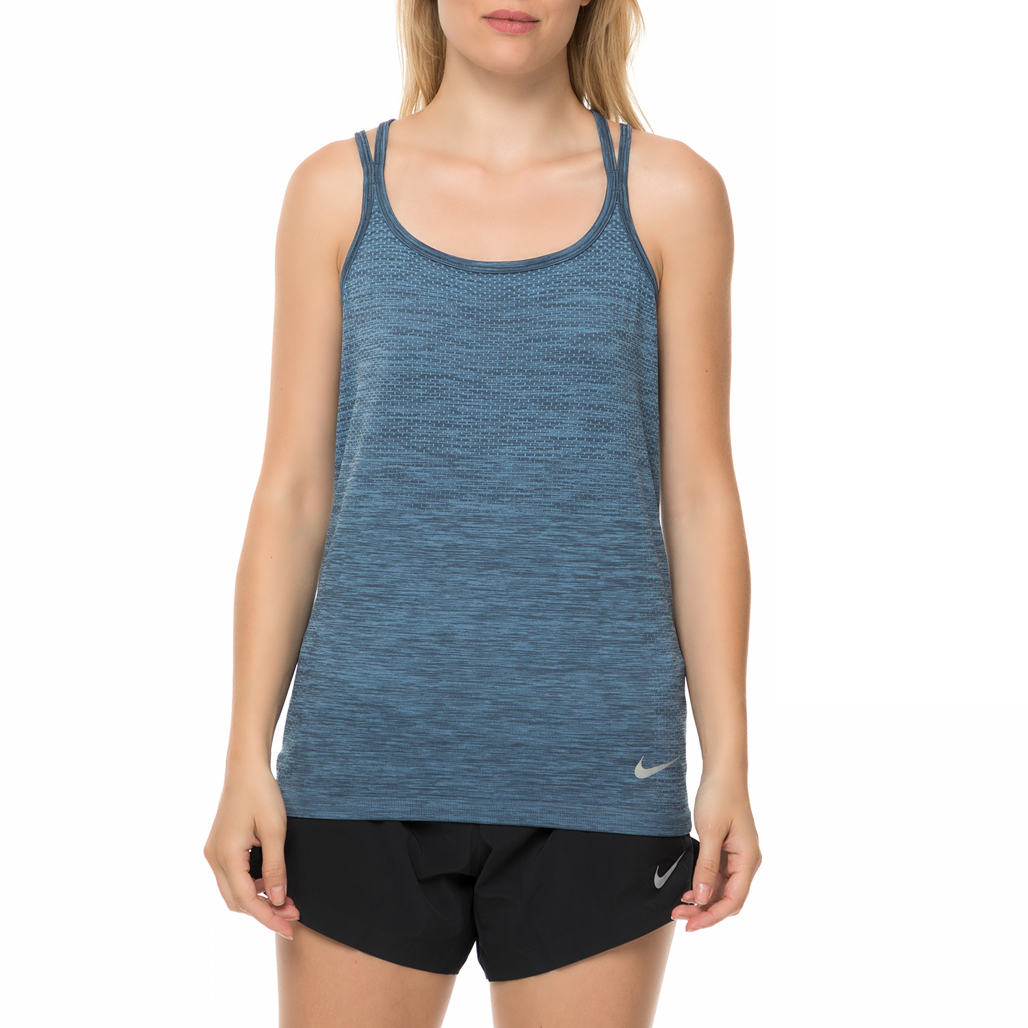 NIKE - Γυναικείο αθλητικό φανελάκι Nike γκρι-μπλε Γυναικεία/Ρούχα/Αθλητικά/T-shirt-Τοπ