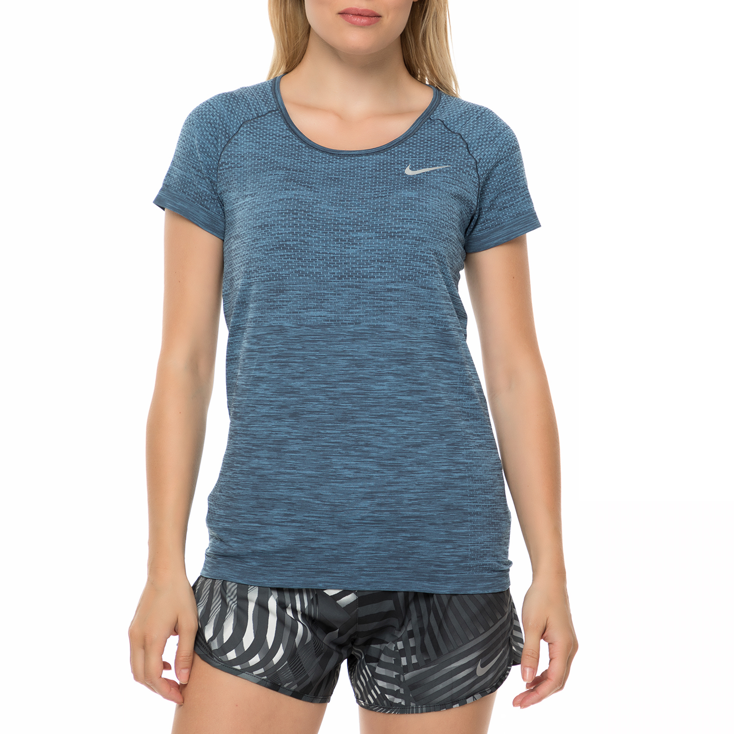 Γυναικεία/Ρούχα/Αθλητικά/T-shirt-Τοπ NIKE - Γυναικεία κοντομάνικη μπλούζα Nike γκρι-μπλε