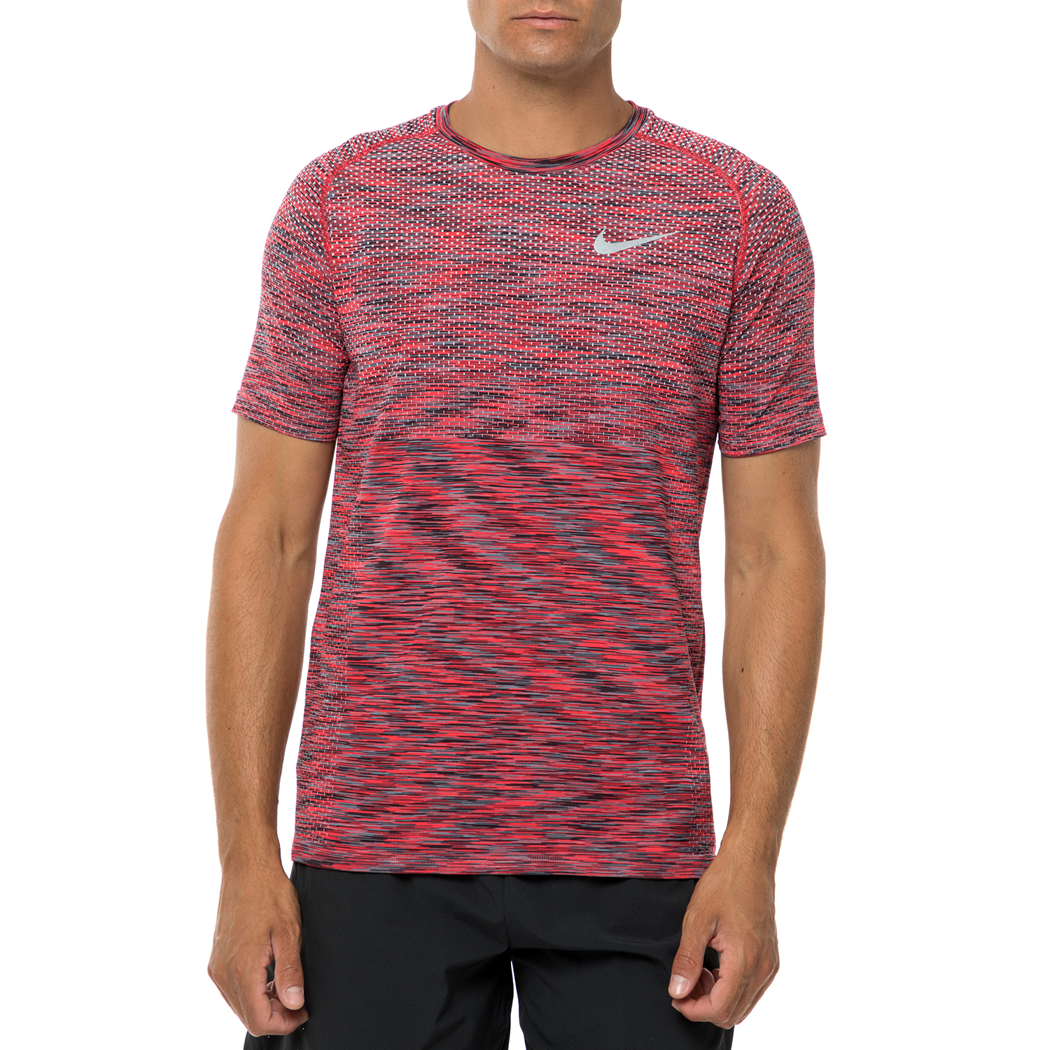Ανδρικά/Ρούχα/Αθλητικά/T-shirt NIKE - Ανδρική αθλητική κοντομάνικη μπλούζα Nike DF KNIT κόκκινη-μαύρη