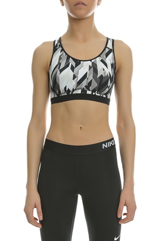 NIKE-Γυναικείο αθλητικό μπουστάκι Nike PRO Fierce GEO PRSM άσπρο - μαύρο