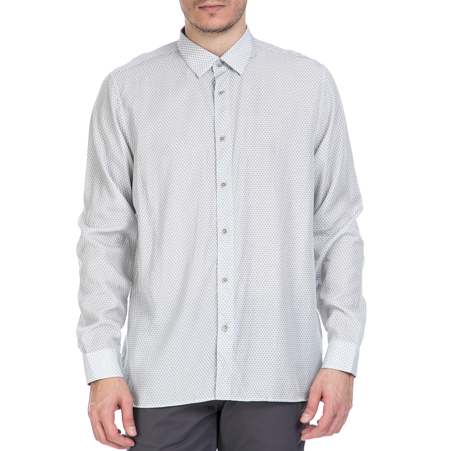 TED BAKER Ανδρικό μακρυμάνικο πουκάμισο Ted Baker λευκό με print