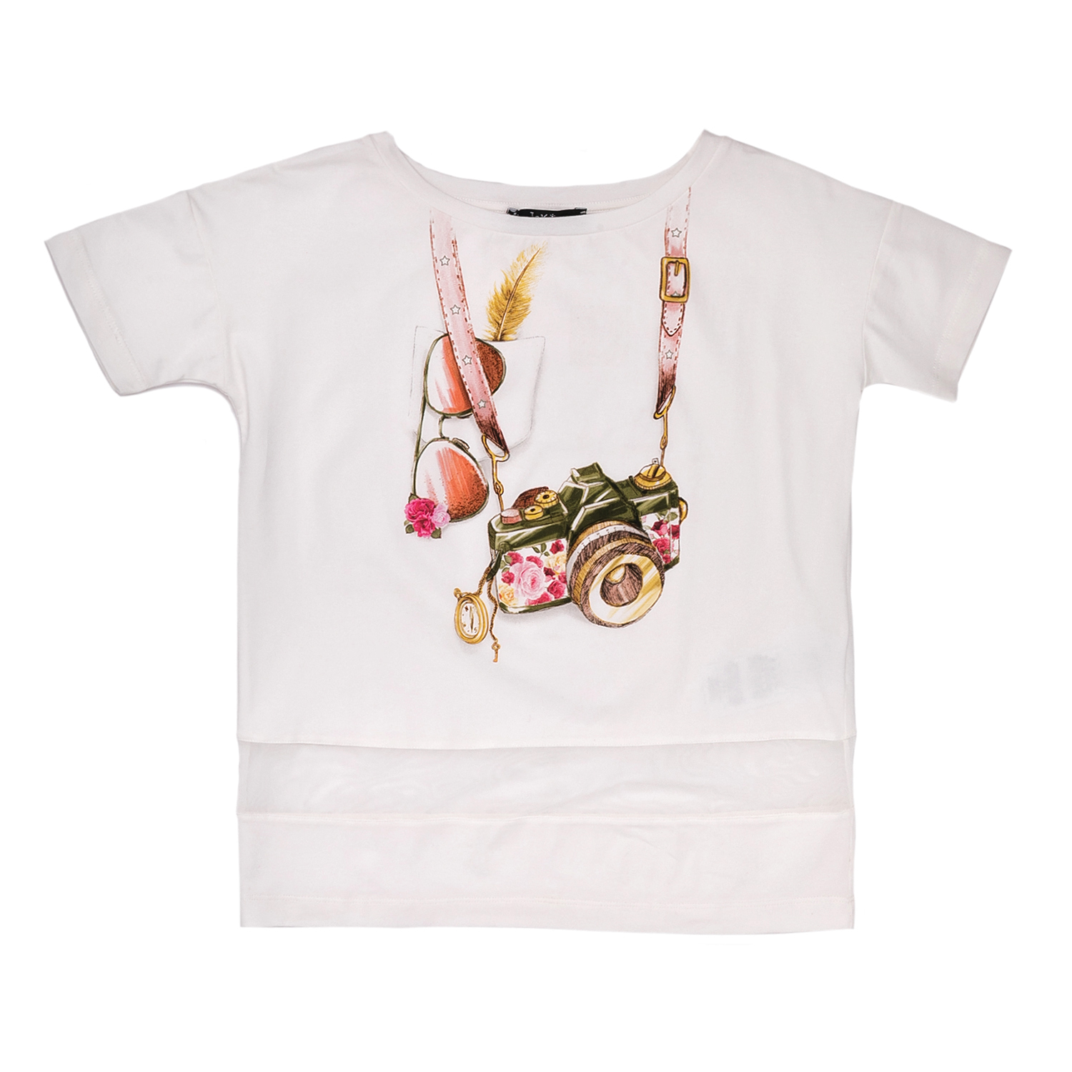 Παιδικά/Girls/Ρούχα/Μπλούζες Κοντομάνικες-Αμάνικες JAKIOO - Παιδικό κοντομάνικο μπλουζάκι Jakioo λευκό