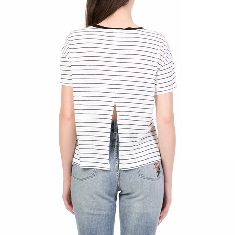 JUICY COUTURE-Γυναικεία κοντομάνικη μπλούζα SLIM STRIPE JUICY COUTURE λευκή-μαύρη