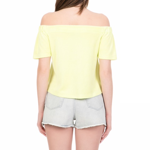 JUICY COUTURE-Γυναικεία off the shoulders μπλούζα MICROTERRY JUICY COUTURE κίτρινη