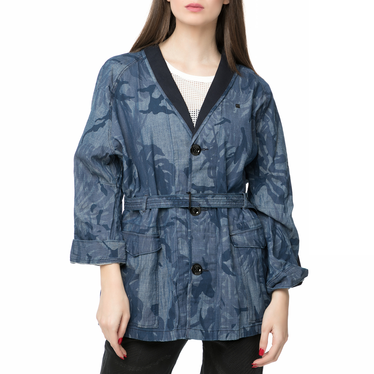 Γυναικεία/Ρούχα/Πανωφόρια/Καπαρτίνες G-STAR RAW - Γυναικεία κοντή καπαρτίνα Rovic XL overcoat μπλε παραλλαγής
