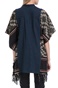 SCOTCH & SODA-Γυναικείο πουκάμισο-πόντσο Boxy fit shirt-cape in blanket μαύρο-γκρι-μπλε