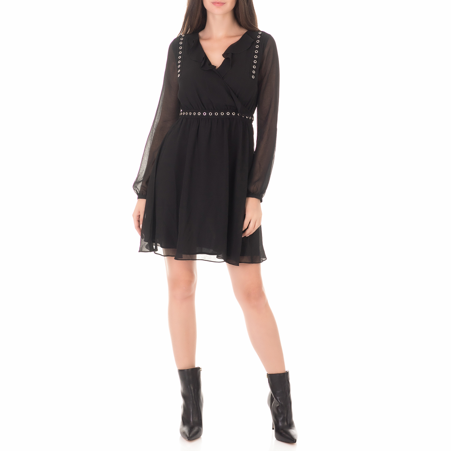 Γυναικεία/Ρούχα/Φορέματα/Μίνι GUESS - Γυναικείο μίνι φόρεμα GUESS XENIA μαύρο