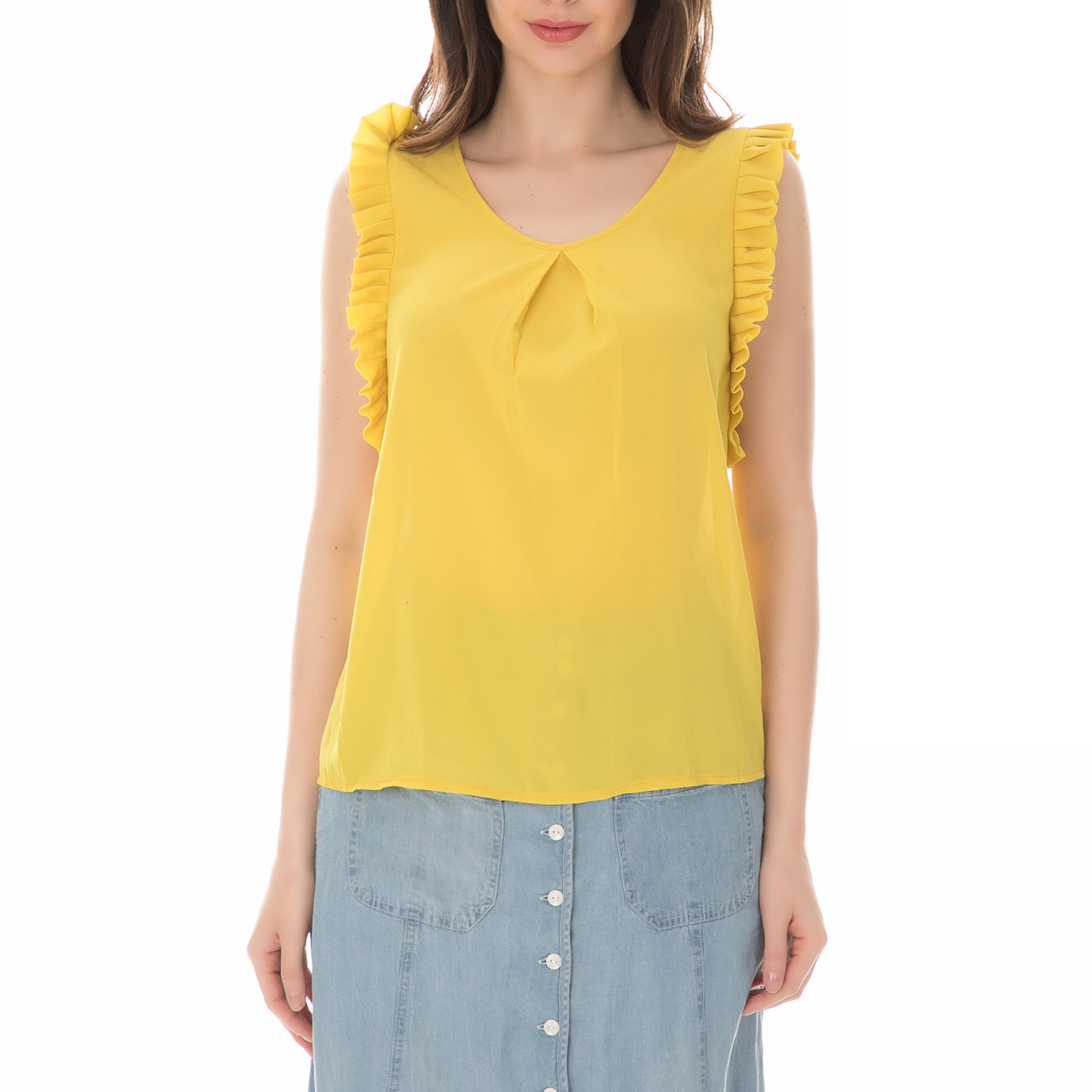 Γυναικεία/Ρούχα/Μπλούζες/Αμάνικες MOLLY BRACKEN - Γυναικεία αμάνικη μπλούζα MOLLY BRACKEN κίτρινη