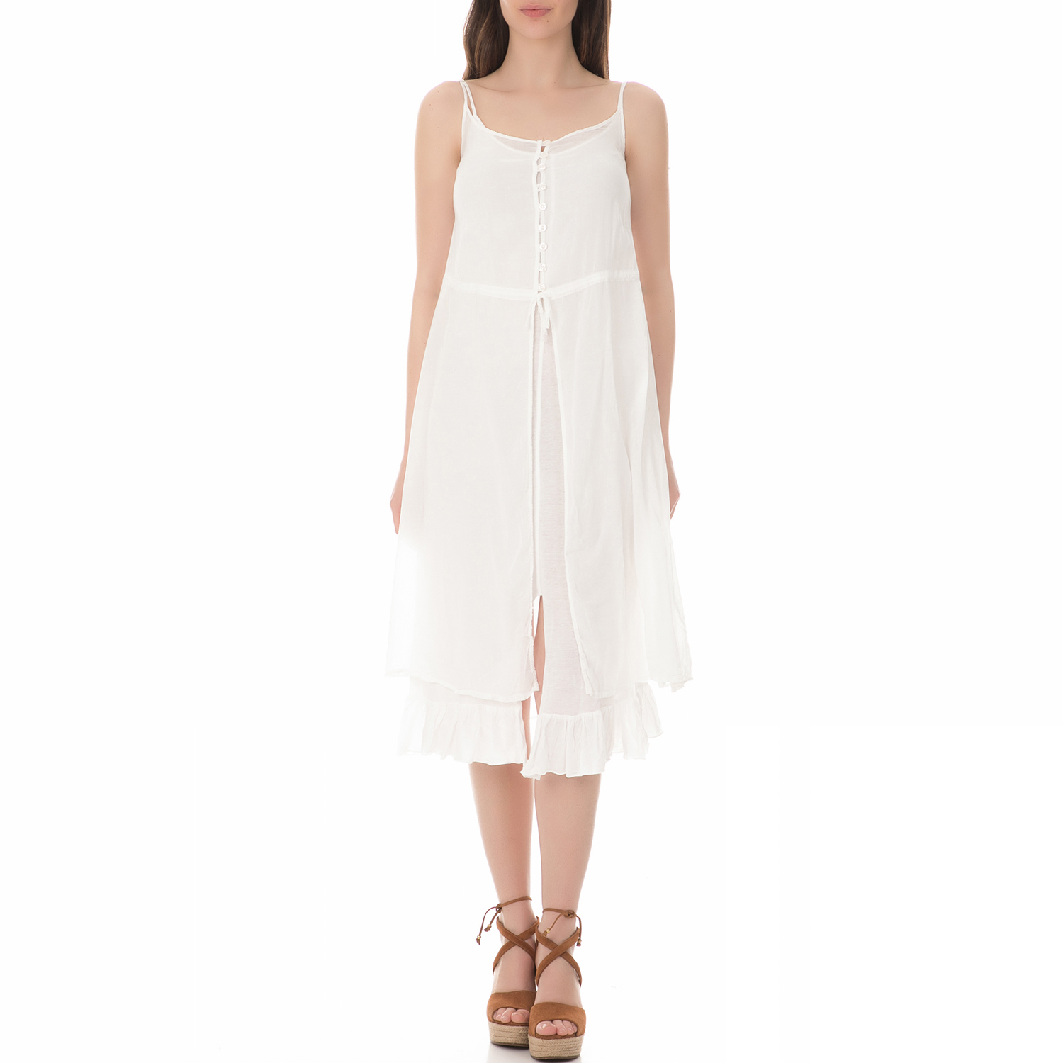 Γυναικεία/Ρούχα/Φορέματα/Μέχρι το γόνατο BRAEZ - Γυναικείο μίντι φόρεμα BRAEZ λευκό