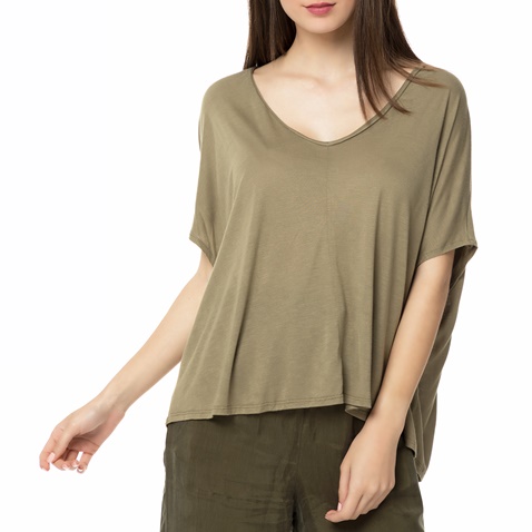 AMERICAN VINTAGE-Γυναικεία κοντομάνικη μπλούζα VIX41E17 AMERICAN VINTAGE λαδί 