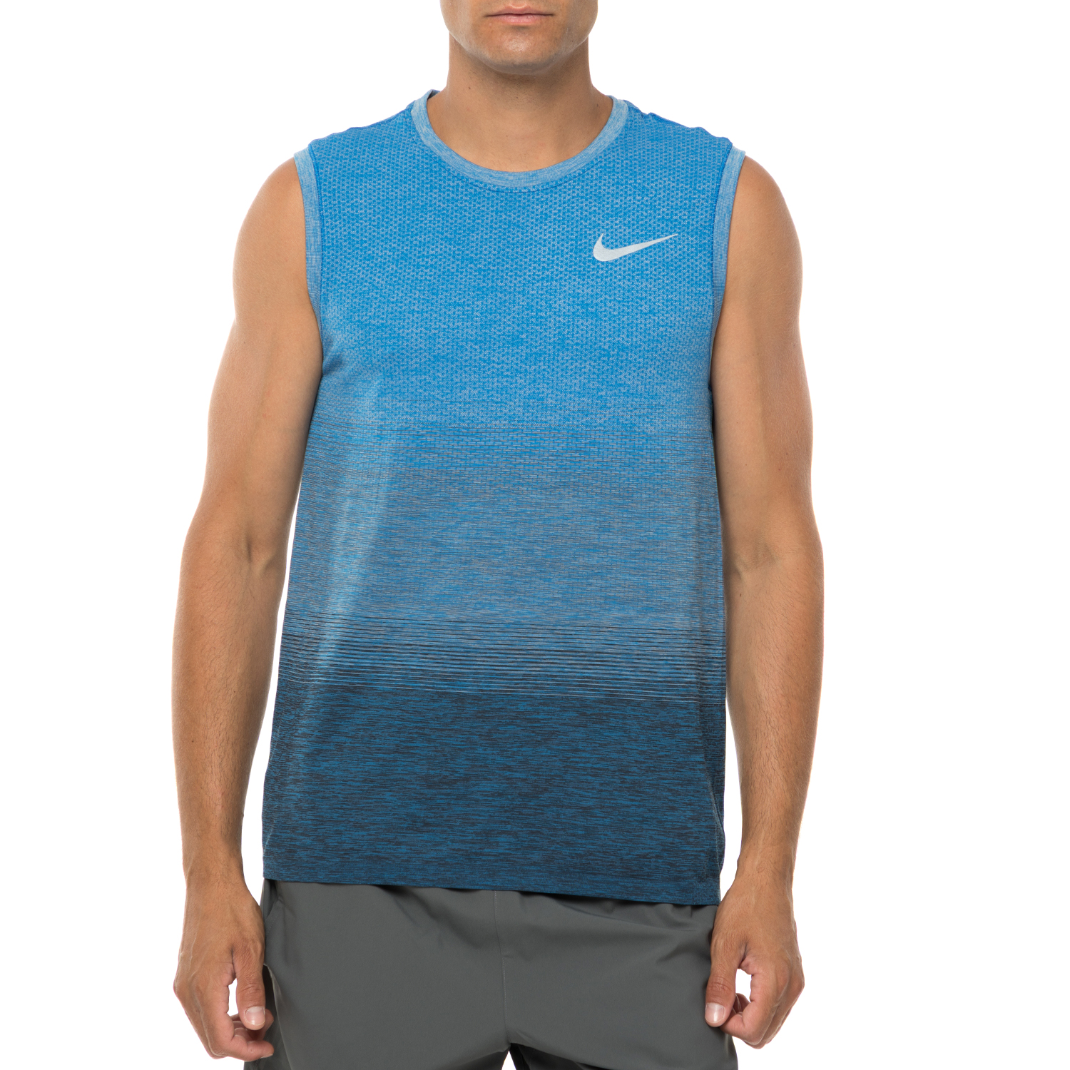 Ανδρικά/Ρούχα/Μπλούζες/Αμάνικες NIKE - Ανδρική αθλητική αμάνικη μπλούζα NIKE DF KNIT TOP SL μπλε