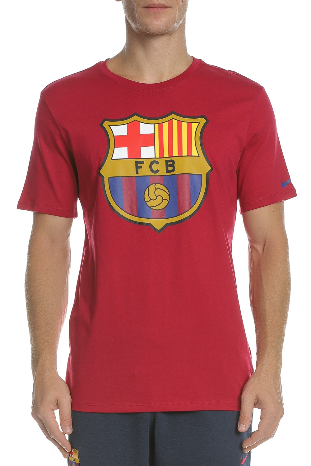 NIKE - Ανδρική μπλούζα NIKE FCB M NK TEE EVERGREEN CREST κόκκινη Ανδρικά/Ρούχα/Αθλητικά/T-shirt