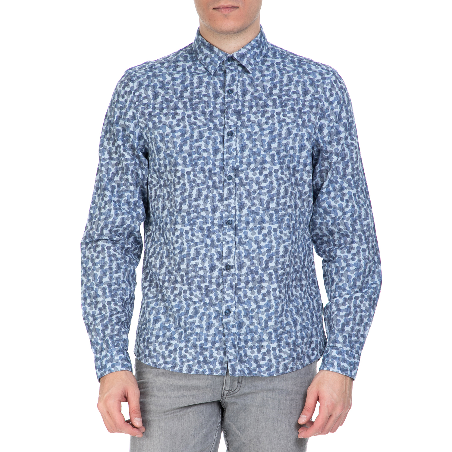 CK Ανδρικό πουκάμισο CK GALEN μπλε με μοτίβο