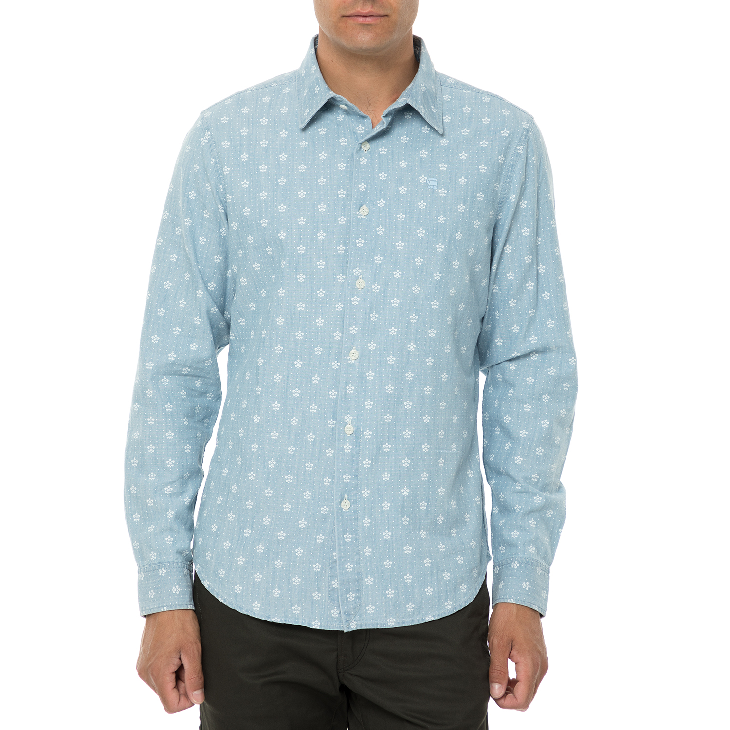 G-STAR RAW - Ανδρικό μακρυμάνικο πουκάμισο G-STAR RAW Core γαλάζιο με μοτίβο Ανδρικά/Ρούχα/Πουκάμισα/Μακρυμάνικα