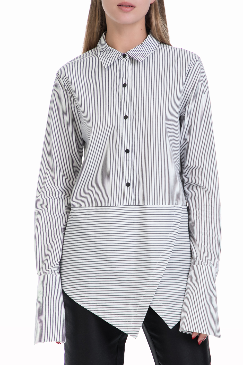Γυναικεία/Ρούχα/Πουκάμισα/Μακρυμάνικα SCOTCH & SODA - Γυναικείο πουκάμισο Cotton shirt with angled hem λευκό