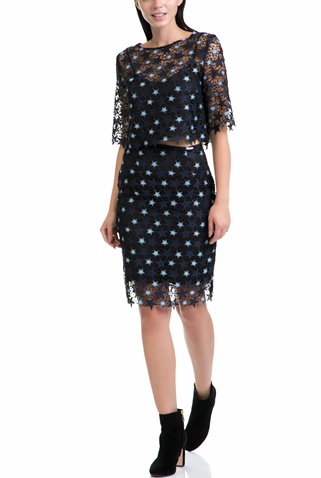 GUESS-Γυναικεία φούστα LIETTA GUESS μαύρη-μπλε 