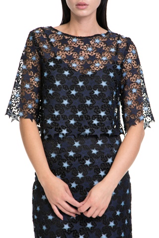 GUESS-Γυναικεία cropped μπλούζα GUESS LEA μαύρη μπλε 