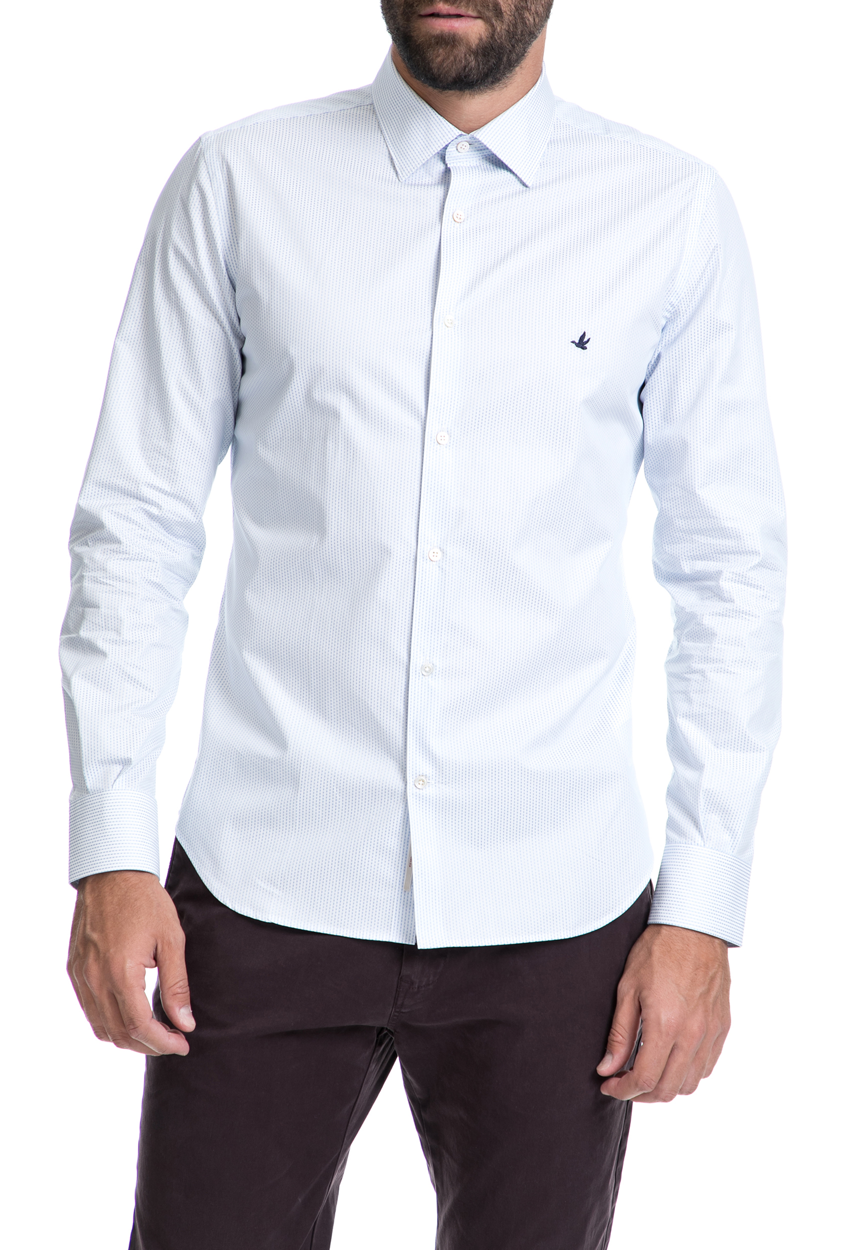 Ανδρικά/Ρούχα/Πουκάμισα/Μακρυμάνικα BROOKSFIELD - Αντρικό πουκάμισο BROOKSFIELD άσπρο-μπλε