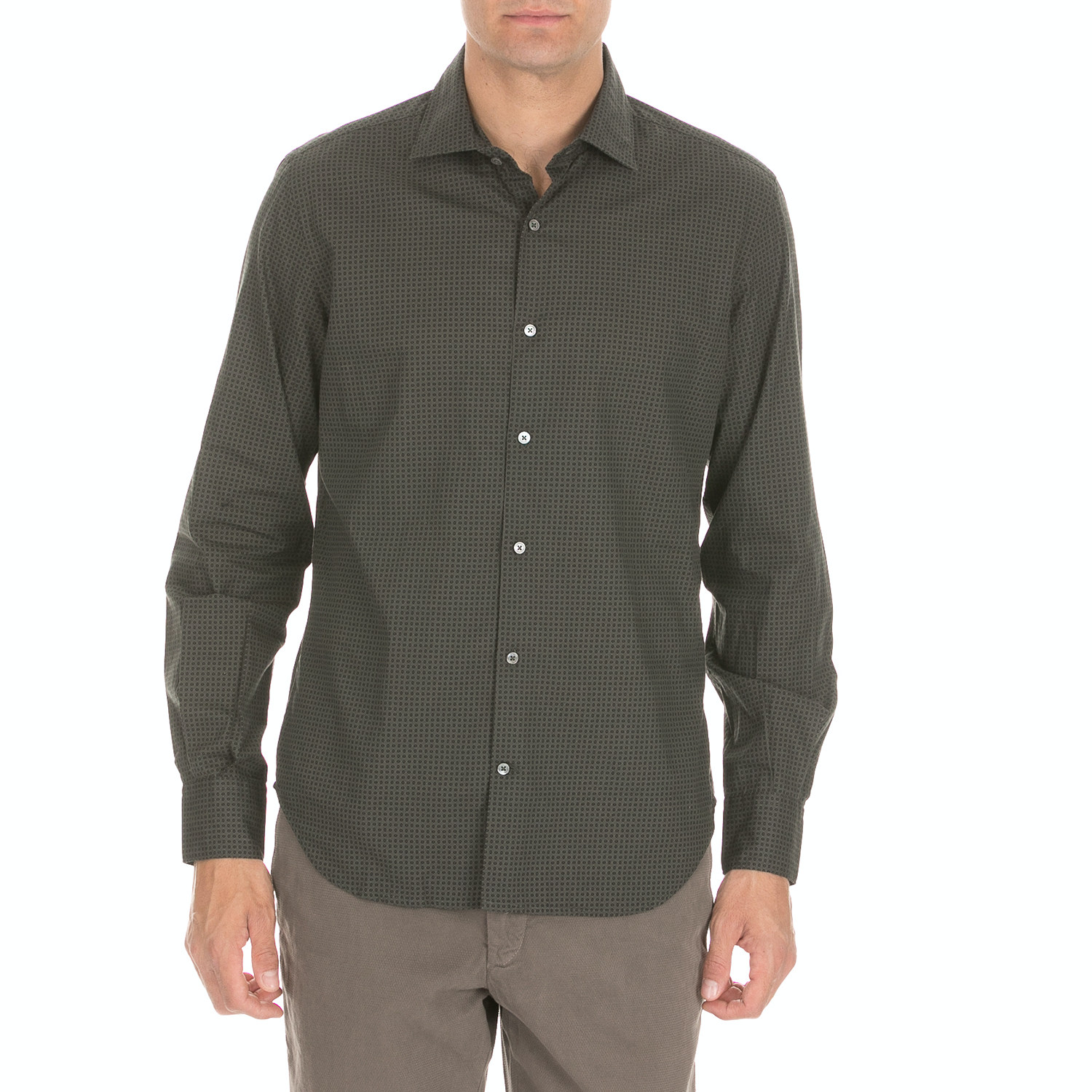 BROOKSFIELD - Ανδρικό πουκάμισο BROOKSFIELD χακί μαύρο Ανδρικά/Ρούχα/Πουκάμισα/Μακρυμάνικα