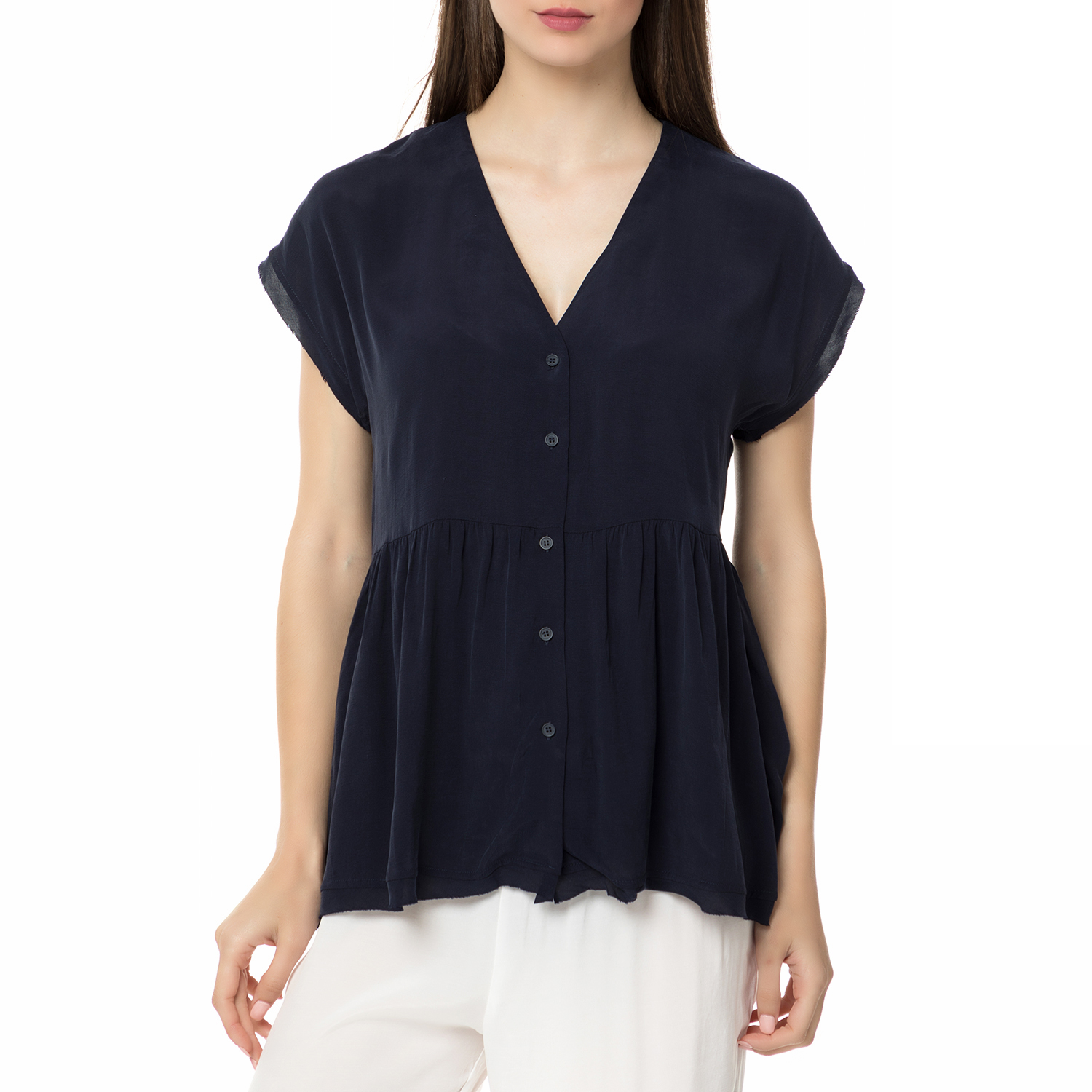 AMERICAN VINTAGE Γυναικείο κοντομάνικη πουκαμίσα AZA157BE17 AMERICAN VINTAGE μπλε