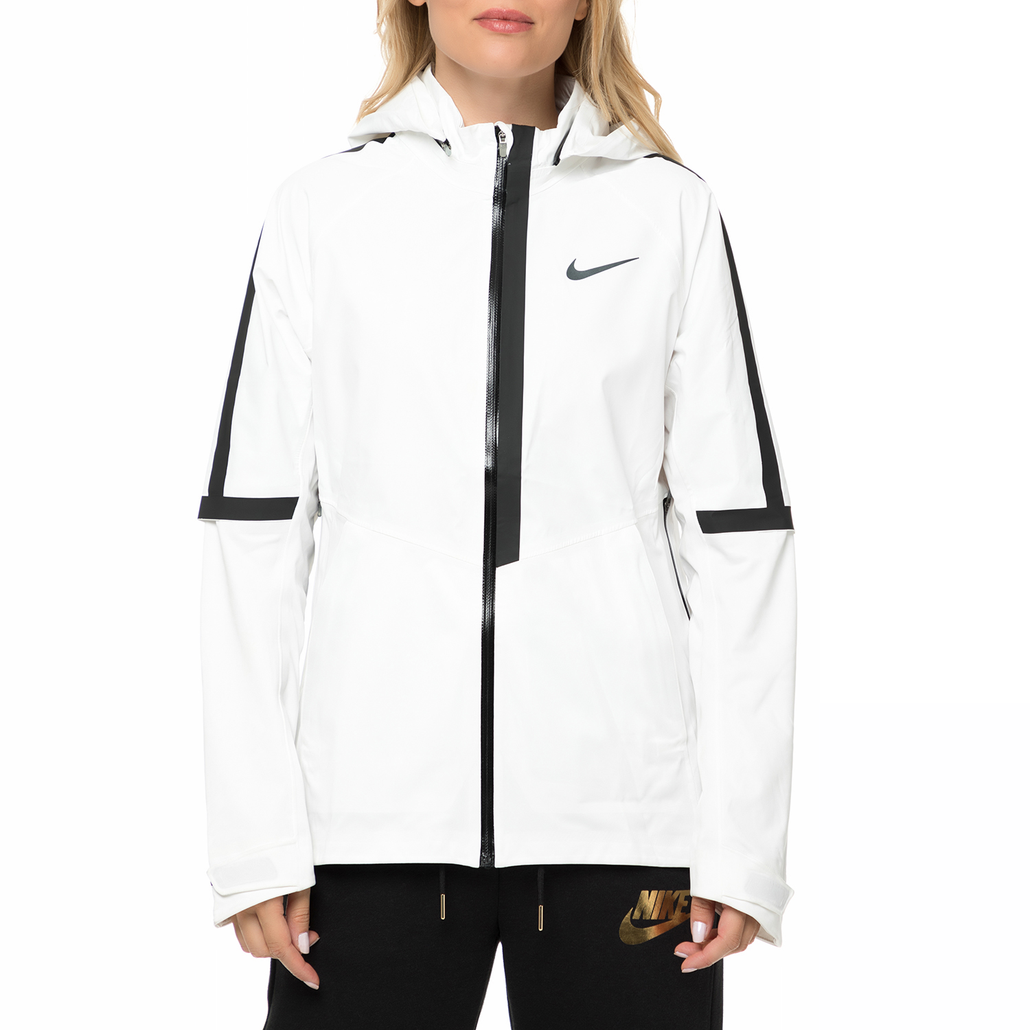NIKE - Γυναικείο αθλητικό μπουφάν NIKE AROSHLD JKT HD λευκό Γυναικεία/Ρούχα/Πανωφόρια/Μπουφάν