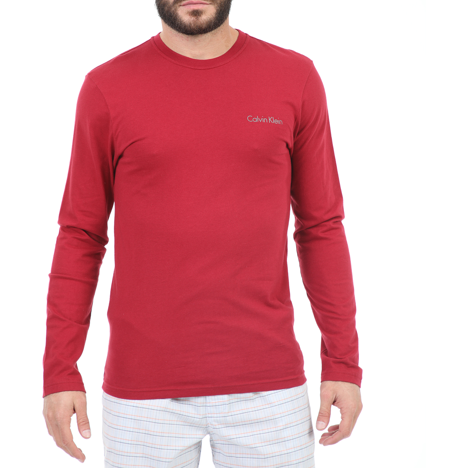 Ανδρικά/Ρούχα/Μπλούζες/Μακρυμάνικες CK - Ανδρική μακρυμάνικη μπλούζα CK JANTOLO MERCERIZED SINGLE JERS κόκκινη