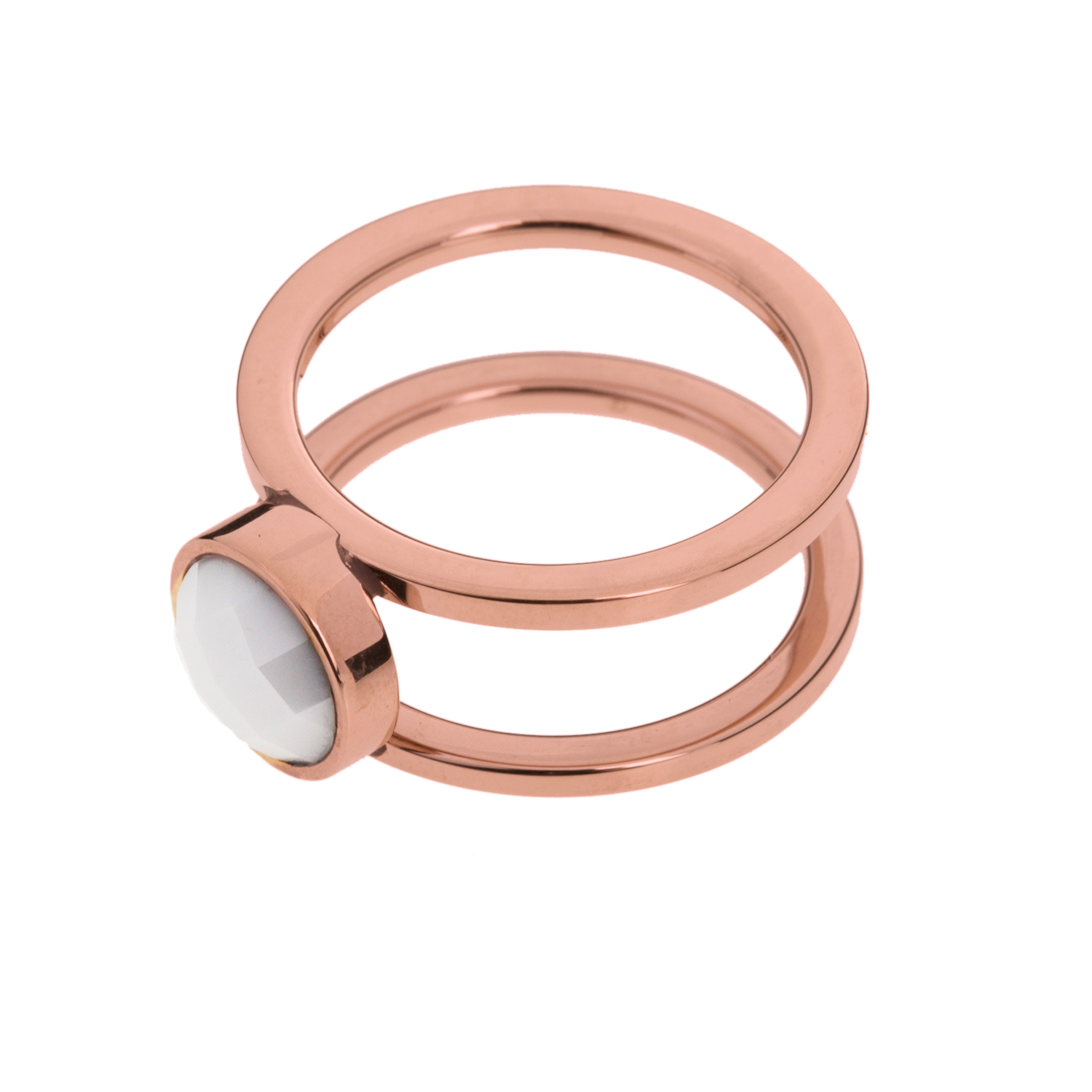 FOLLI FOLLIE - Σετ από δύο επίχρυσα ατσάλινα δαχτυλίδια FOLLI FOLLIE ροζ-χρυσά