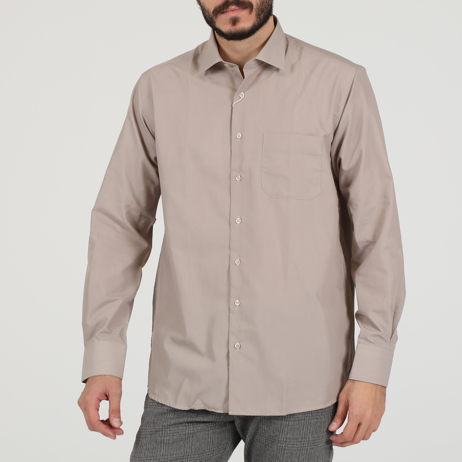 Ανδρικά/Ρούχα/Πουκάμισα/Μακρυμάνικα MARTIN & CO - Ανδρικό πουκάμισο MARTIN & CO Regular Fit εκρού