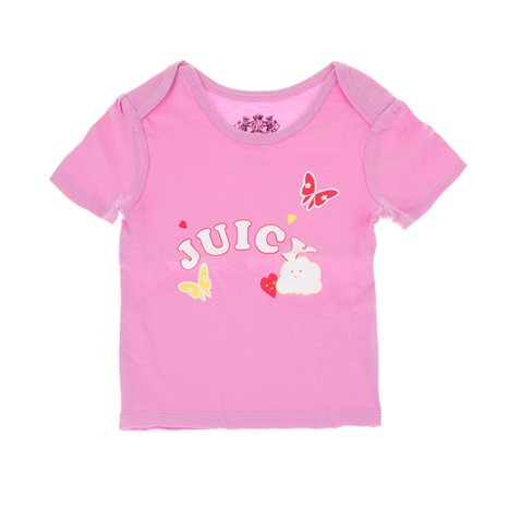 JUICY COUTURE KIDS-Βρεφικό t-shirt JUICY COUTURE KIDS RAINBOW LOVE ροζ