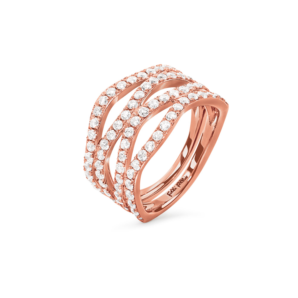 FOLLI FOLLIE - Ασημένιο φαρδύ δαχτυλίδι FOLLI FOLLIE ροζ χρυσό Γυναικεία/Αξεσουάρ/Κοσμήματα/Δαχτυλίδια