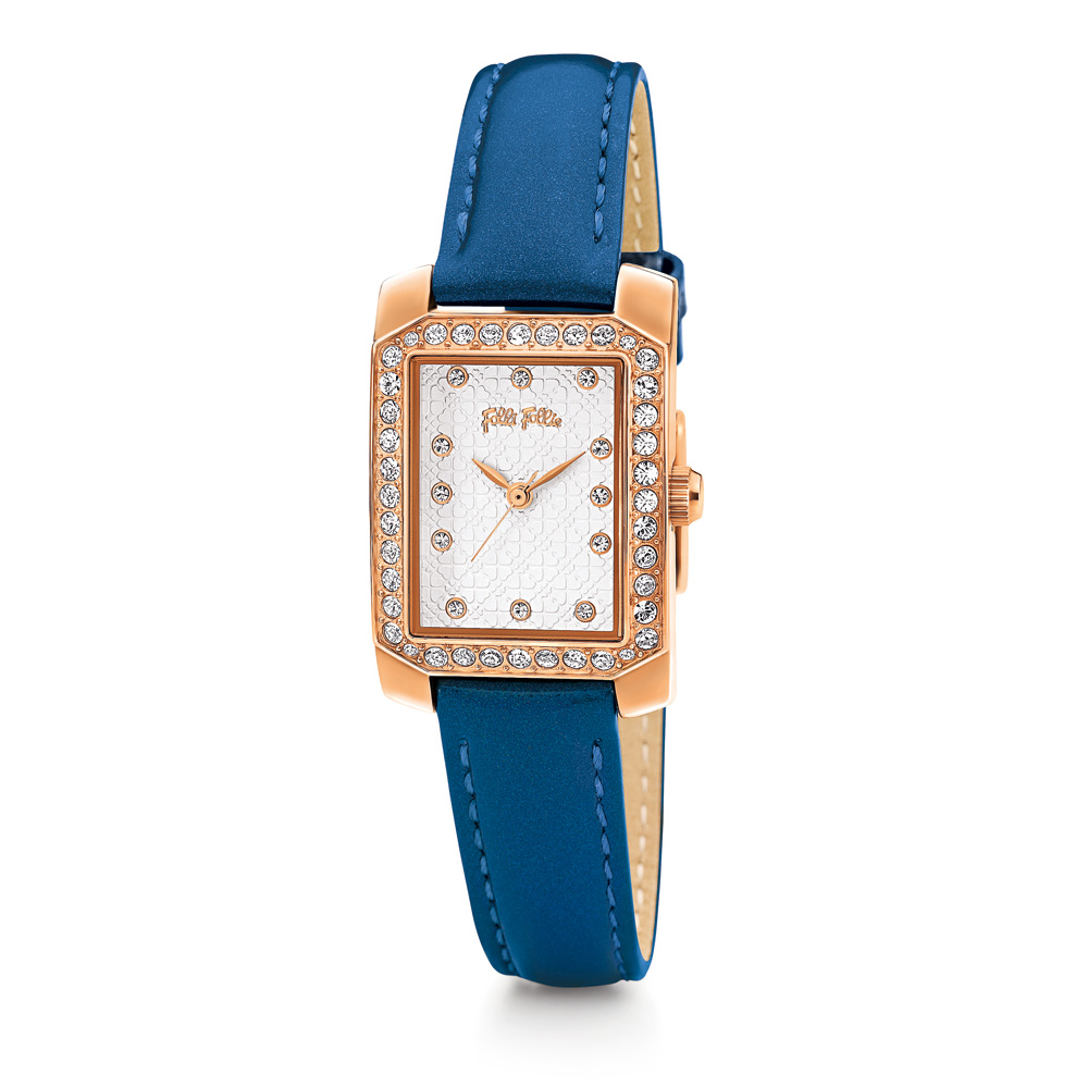 FOLLI FOLLIE Γυναικείο ρολόι με δερμάτινο λουράκι FOLLI FOLLIE DAISY μπλε