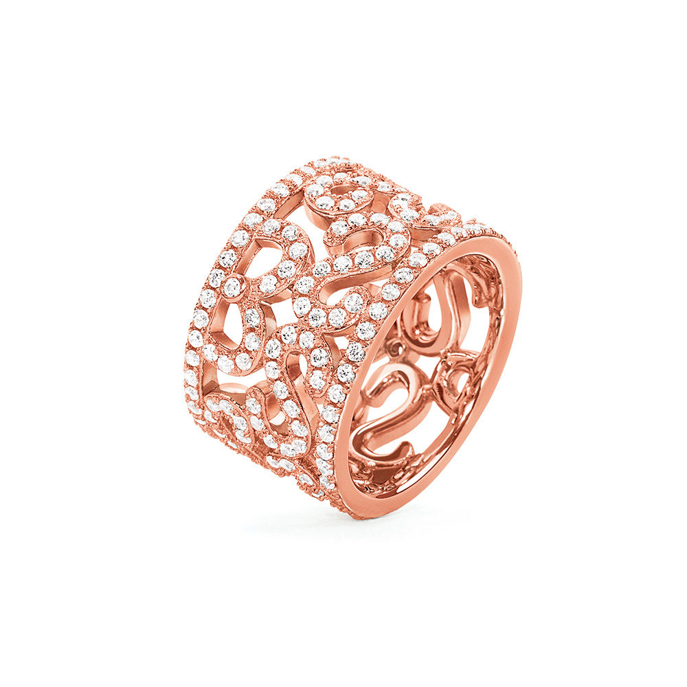 FOLLI FOLLIE - Ασημένιο φαρδύ δαχτυλίδι FOLLI FOLLIE ροζ χρυσό Γυναικεία/Αξεσουάρ/Κοσμήματα/Δαχτυλίδια