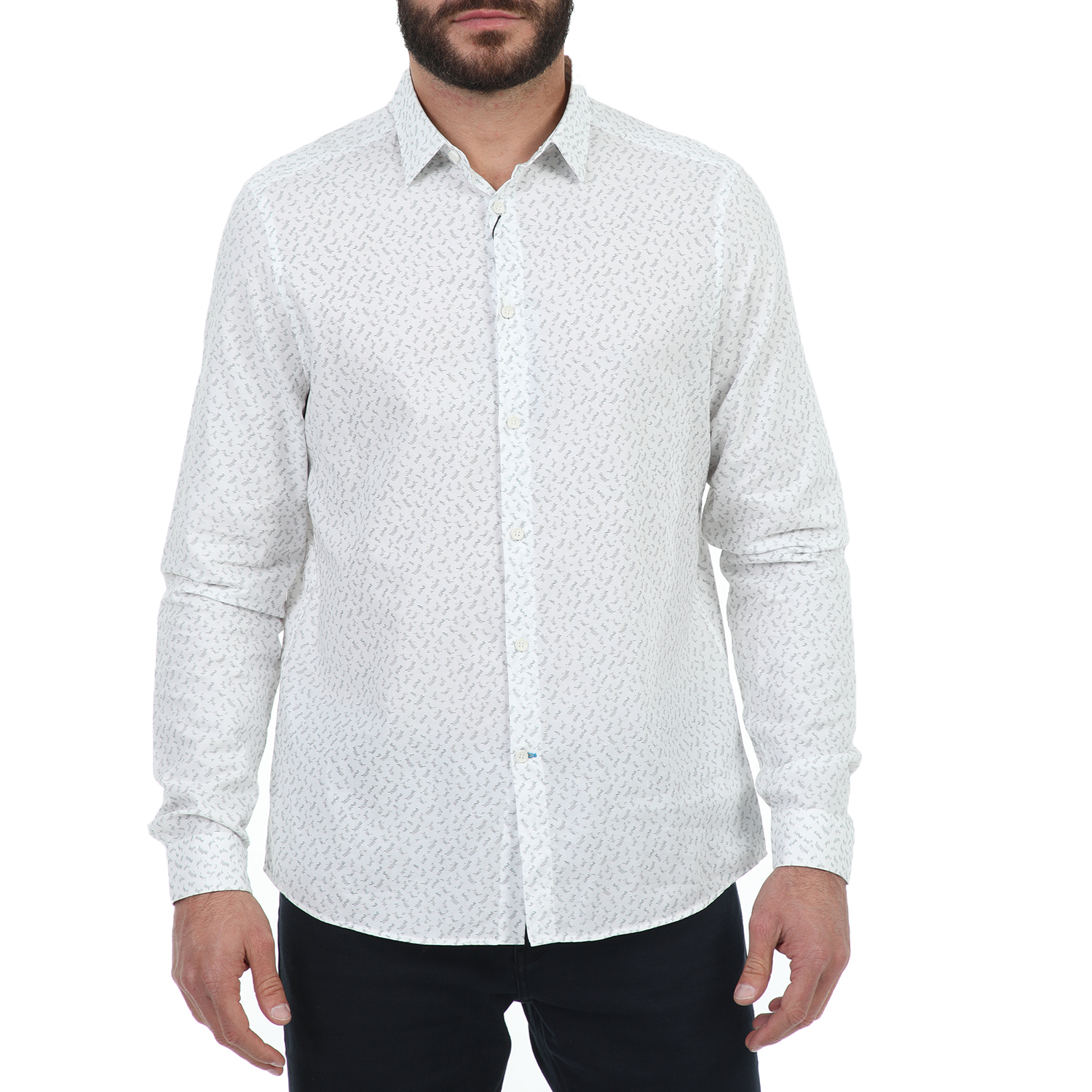 Ανδρικά/Ρούχα/Πουκάμισα/Μακρυμάνικα CK - Ανδρικό πουκάμισο CK GILLICE MICRO PAINT λευκό