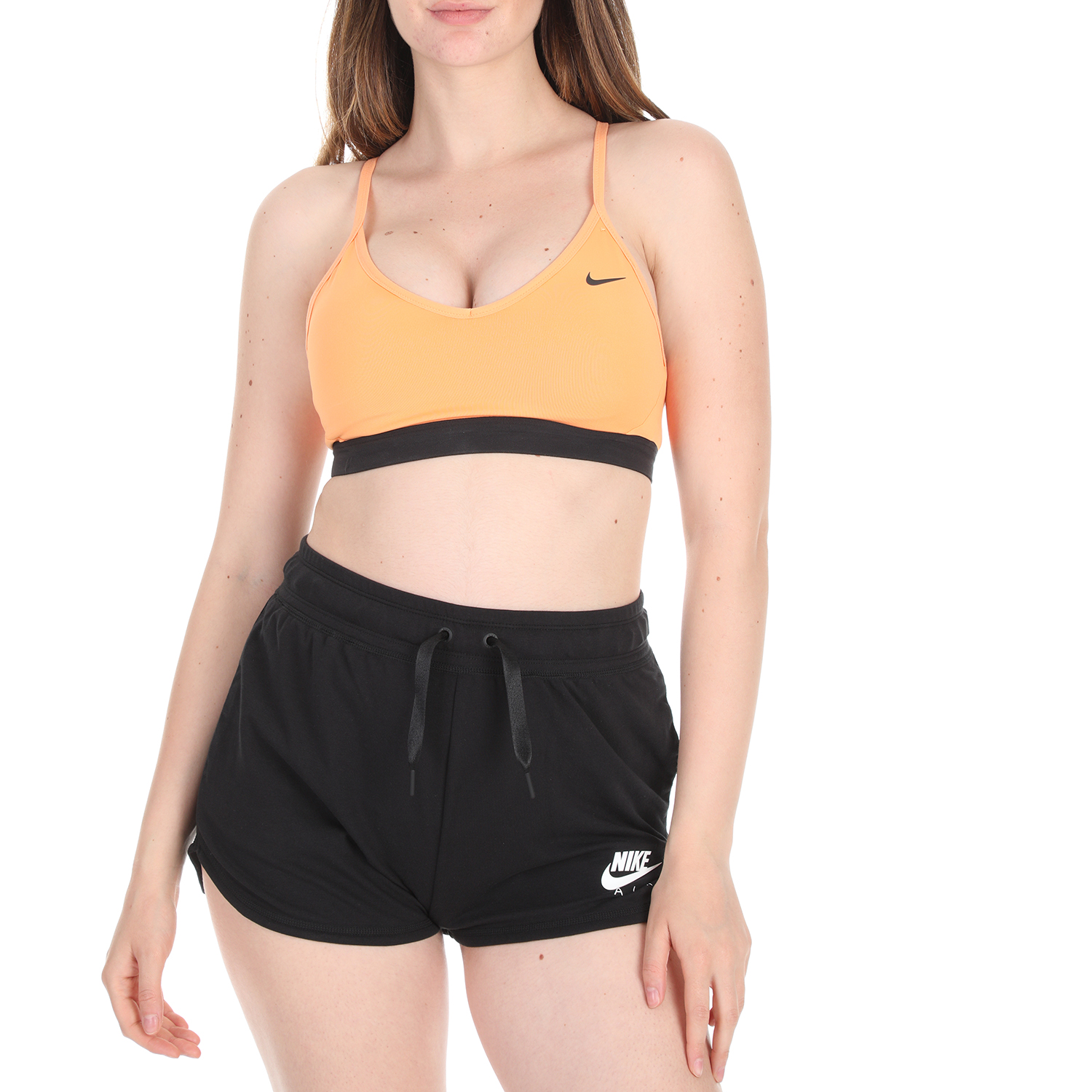 NIKE - Γυναικείο αθλητικό μπουστάκι NIKE INDY BRA πορτοκαλί Γυναικεία/Ρούχα/Αθλητικά/Μπουστάκια