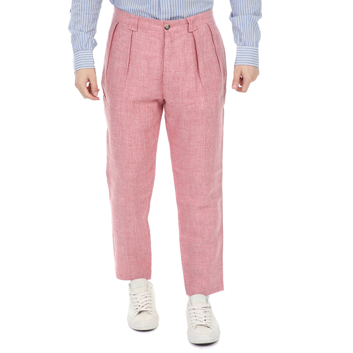 SCOTCH & SODA - Ανδρικό λινό παντελόνι SCOTCH & SODA Owen - Summer wide fit pant ροζ Ανδρικά/Ρούχα/Παντελόνια/Φαρδιά Γραμμή