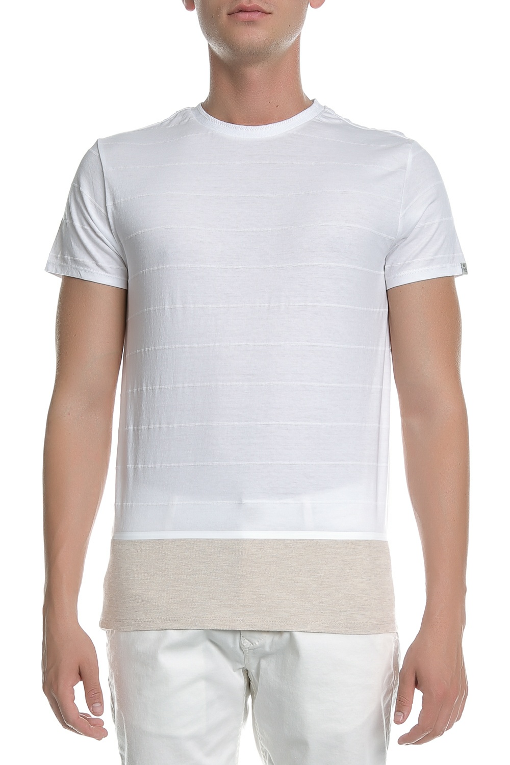 Ανδρικά/Ρούχα/Μπλούζες/Κοντομάνικες SCOTCH & SODA - Ανδρική κοντομάνικη μπλούζα Scotch & Soda λευκή - μπεζ