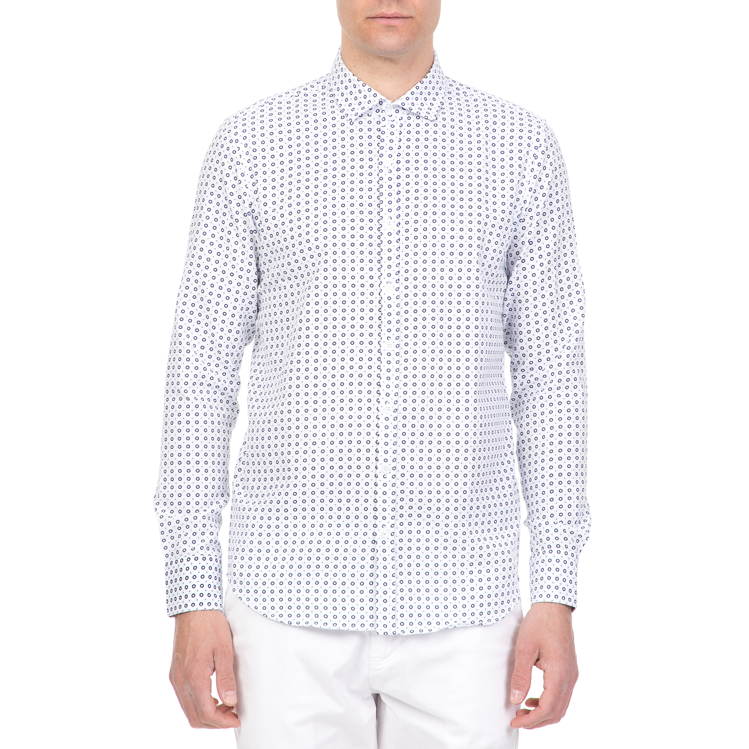 SSEINSE - Ανδρικό πουκάμισο SSEINSE λευκό-μπλε Ανδρικά/Ρούχα/Πουκάμισα/Μακρυμάνικα