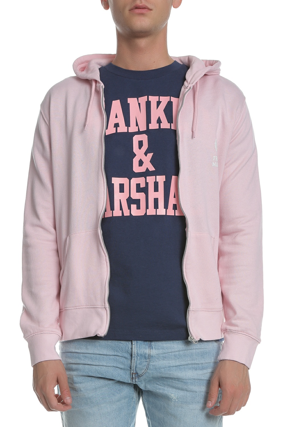 Ανδρικά/Ρούχα/Φούτερ/Ζακέτες FRANKLIN & MARSHALL - Ανδρική φούτερ ζακέτα FRANKLIN & MARSHALL ροζ