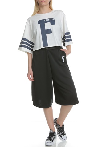 FRANKLIN & MARSHALL-Γυναικεία cropped παντελόνα FRANKLIN & MARSHALL μαύρη 