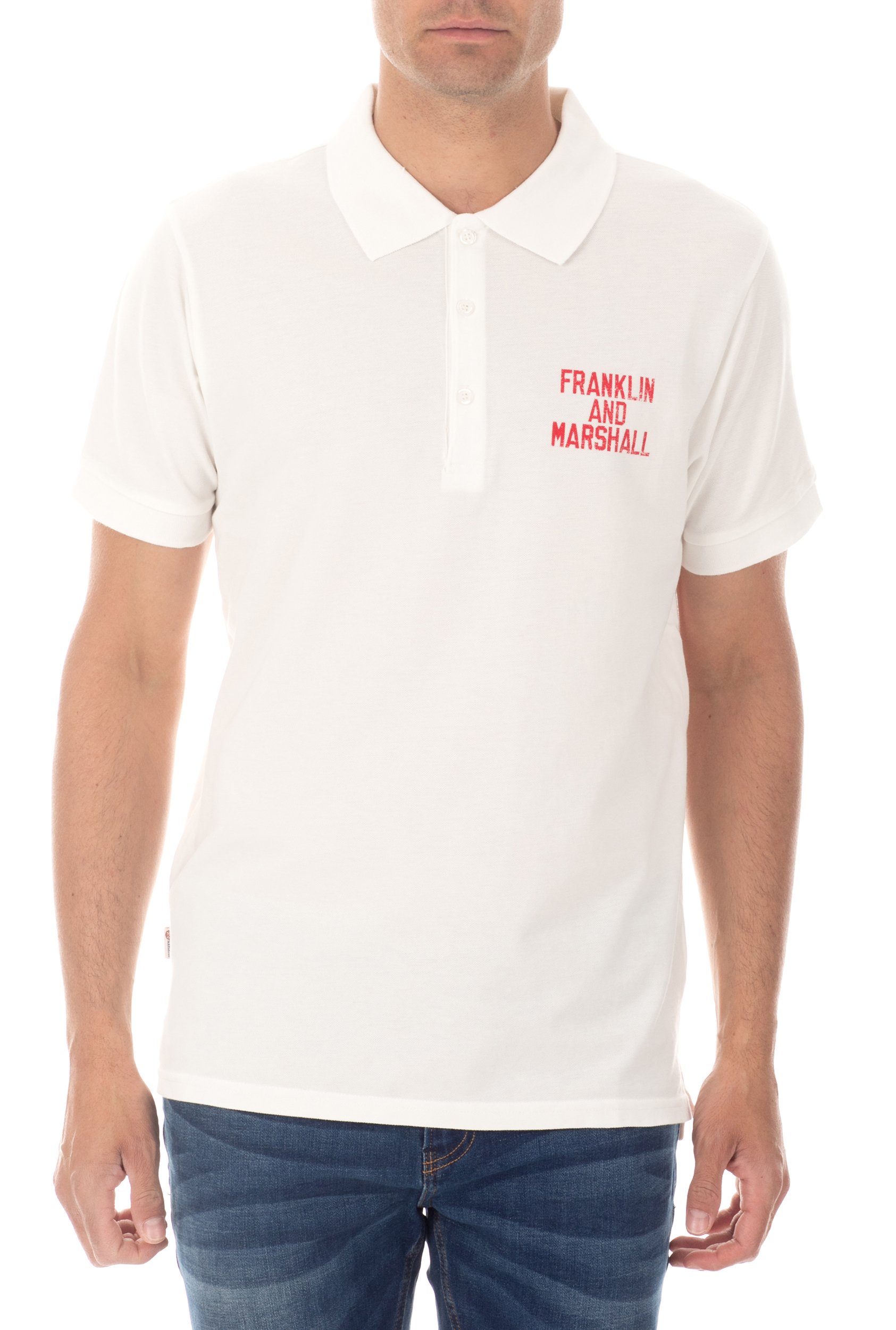 Ανδρικά/Ρούχα/Μπλούζες/Πόλο FRANKLIN & MARSHALL - Ανδρική κοντομάνικη μπλούζα polo FRANKLIN & MARSHALL λευκή