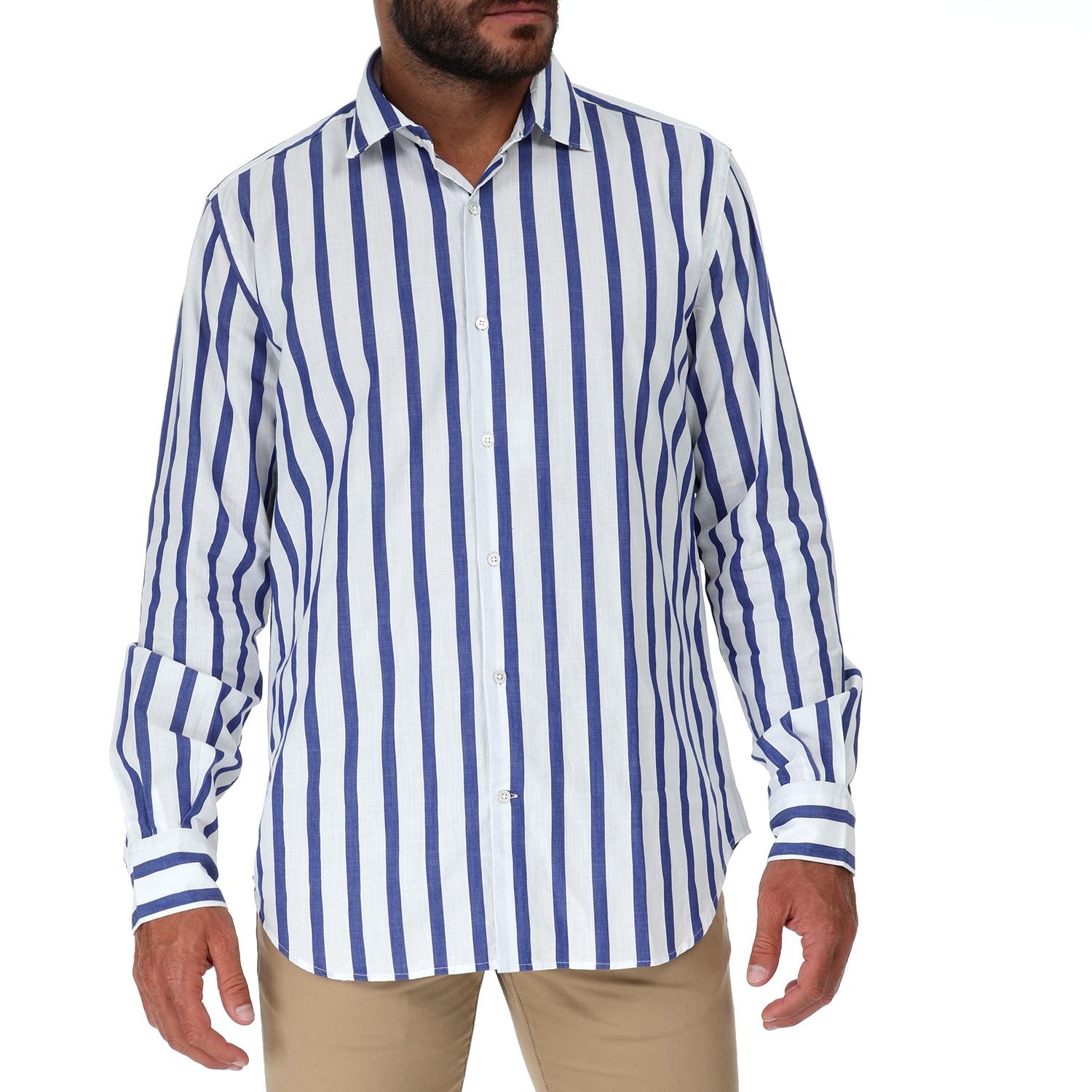 Ανδρικά/Ρούχα/Πουκάμισα/Μακρυμάνικα BROOKSFIELD - Ανδρικό πουκάμισο BROOKSFIELD λευκό μπλε
