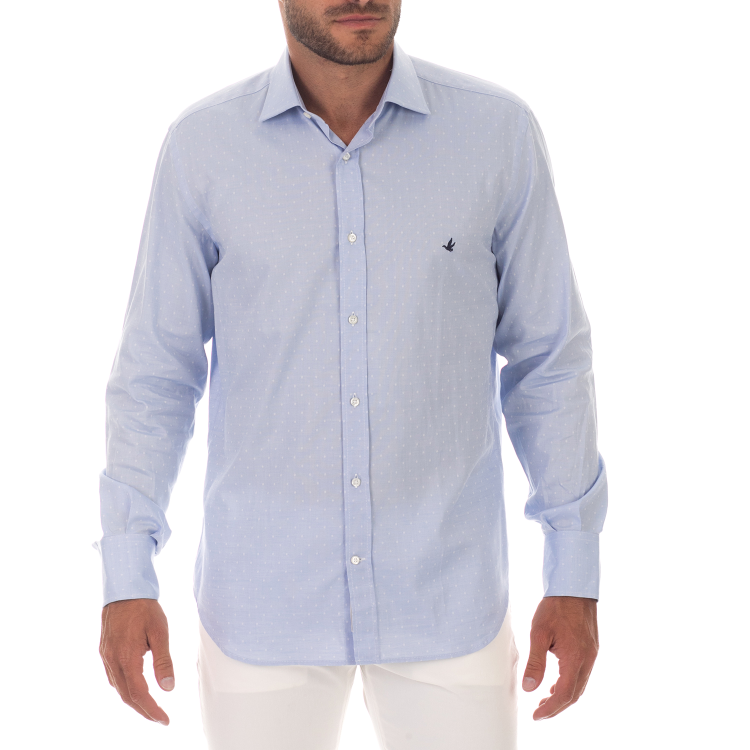 BROOKSFIELD - Ανδρικό πουκάμισο BROOKSFIELD SLIM FIT πουά μπλε Ανδρικά/Ρούχα/Πουκάμισα/Μακρυμάνικα