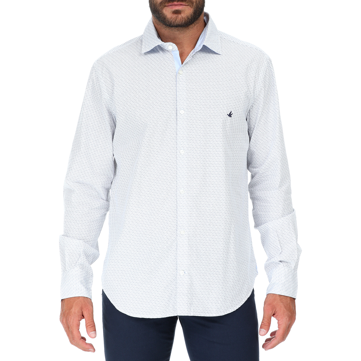 BROOKSFIELD Ανδρικό πουκάμισο BROOKSFIELD SLIM FIT λευκό μπλε