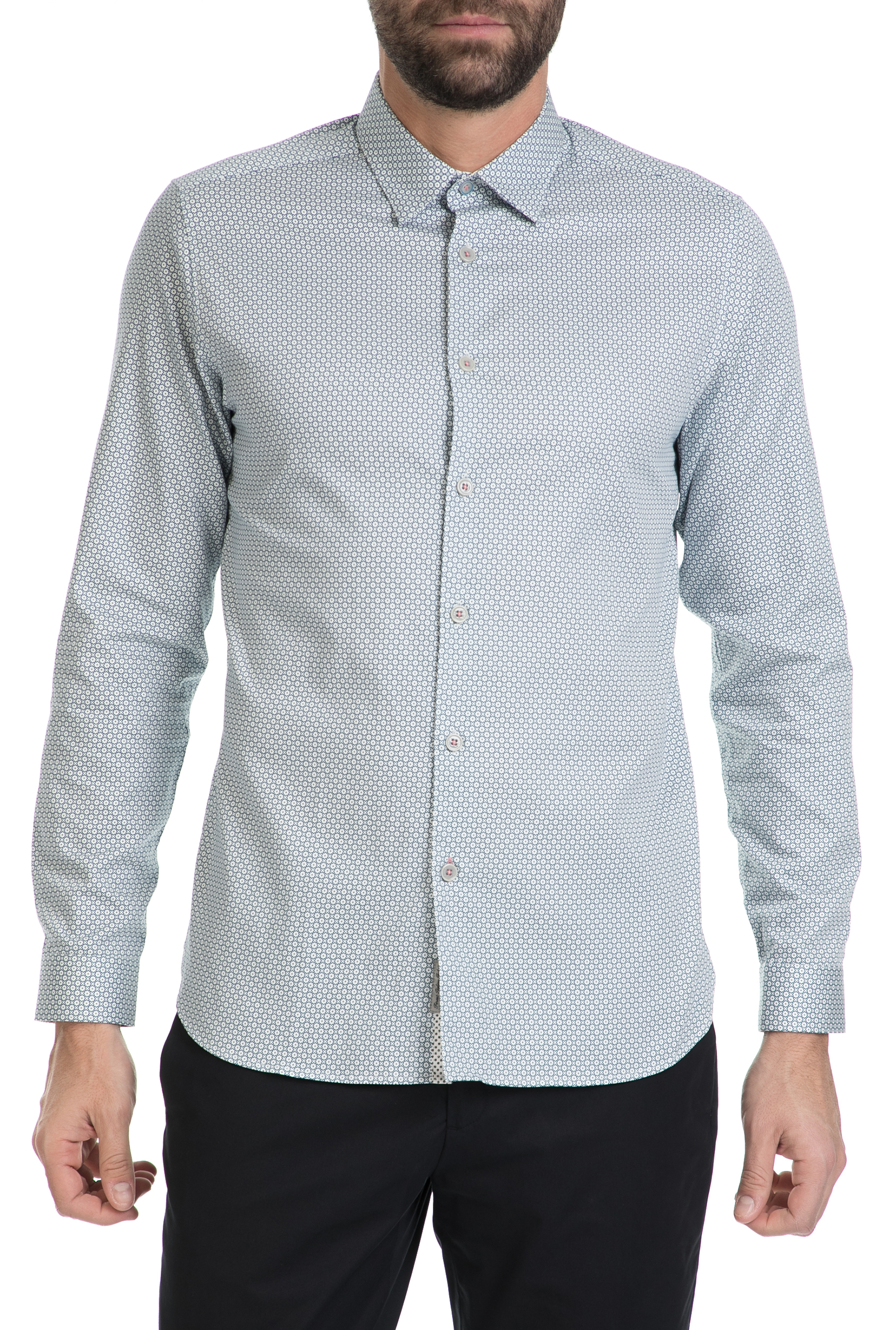 Ανδρικά/Ρούχα/Πουκάμισα/Μακρυμάνικα TED BAKER - Ανδρικό μακρυμάνικο πουκάμισο HOLIC γαλάζιο με μοτίβο